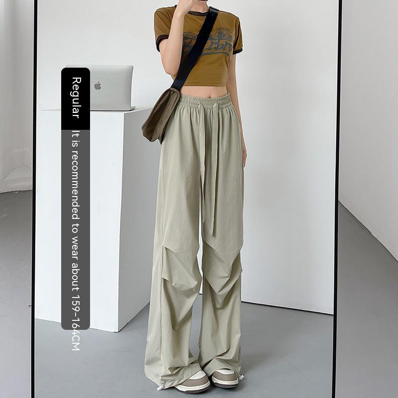 American Straight Pants High Waist Casual Wide Leg Quick-drying Track Pants