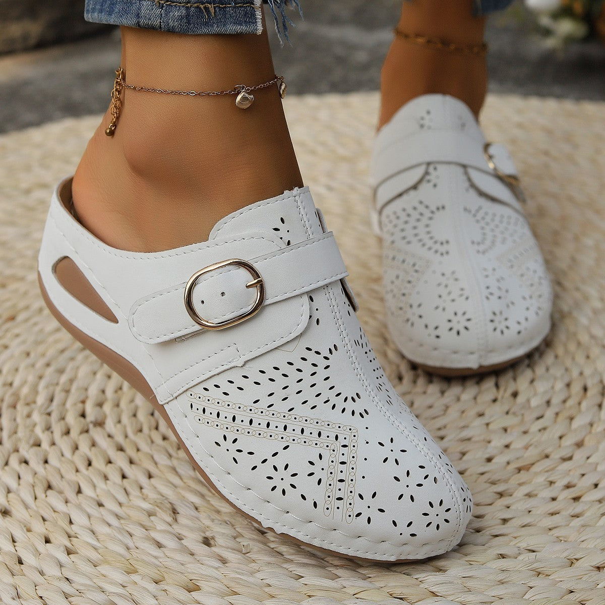 Snørekile Sandaler i Europæisk og Amerikansk Stil med Udskåret Design i Store Størrelser