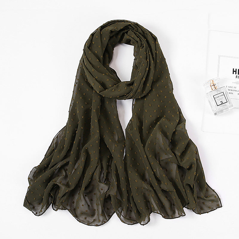 Women's Pearl Pure Color Chiffon Headscarf