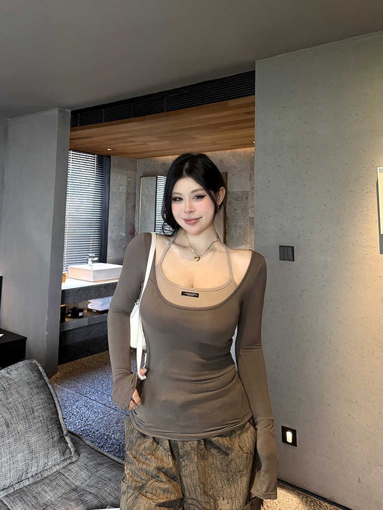 Slimming Inner Real Two-piece Long-sleeved Top For Women