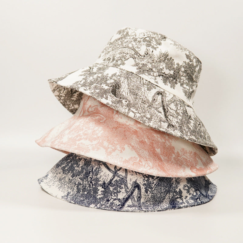 Women's Ink Wash Tie-dye Jungle Big Brim Fisherman Hat