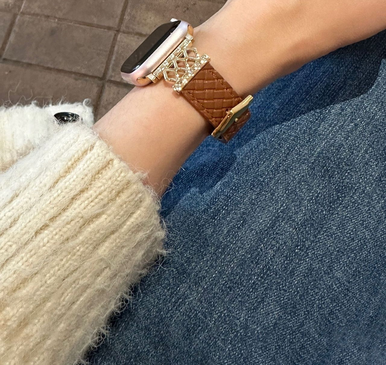 Watch Diamond Design Classic Style Genuine Leather Women's Watch Strap