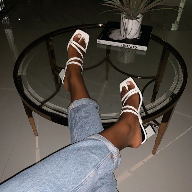 Women's mid-heeled large size slippers