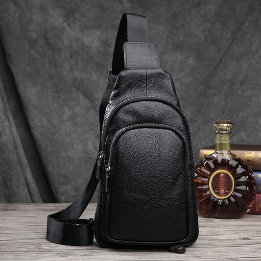 New winter men's chest pack new leather satchel business all-match shoulder bag