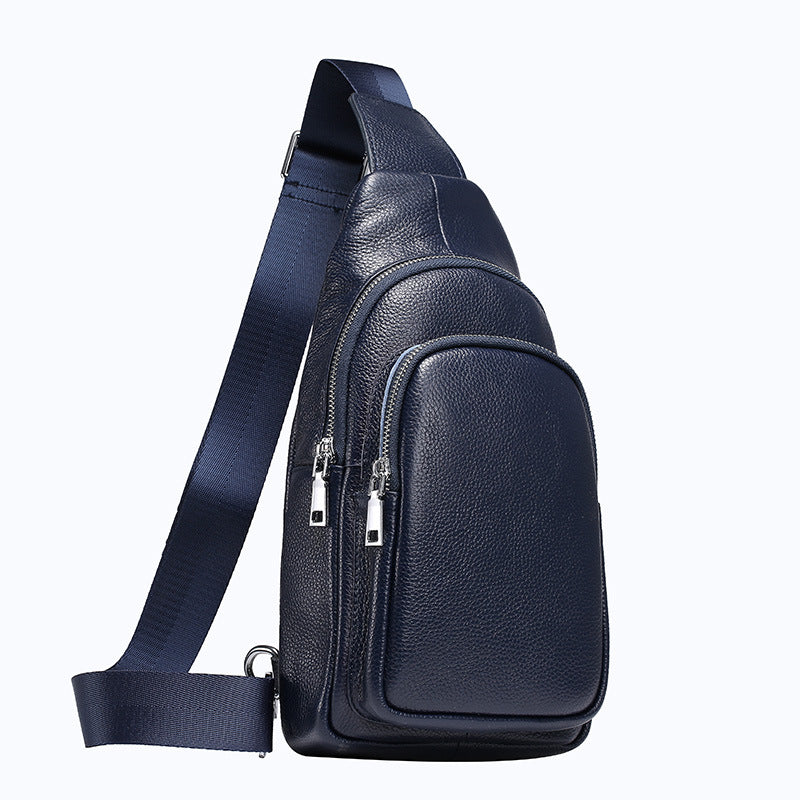 New winter men's chest pack new leather satchel business all-match shoulder bag