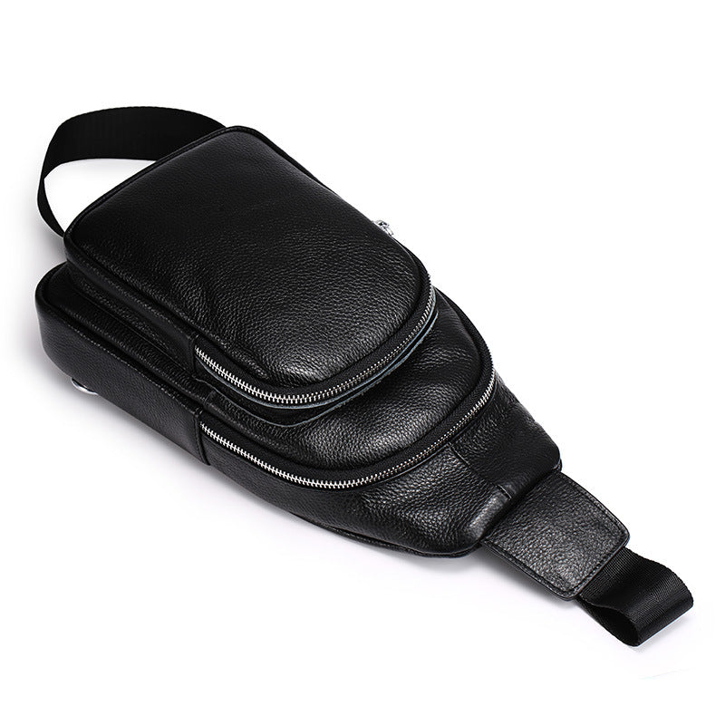 New winter men's chest pack new leather satchel business all-match shoulder bag