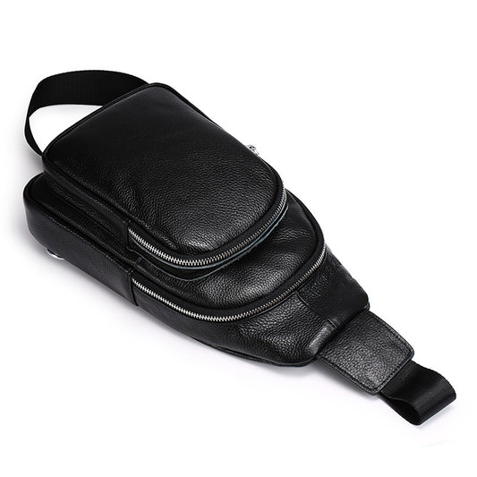 New winter men's chest pack new leather satchel business all-match shoulder bag