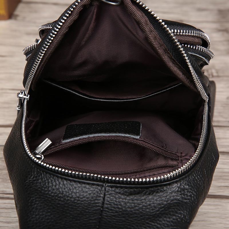 New winter men's chest pack new leather satchel business all-match shoulder bag