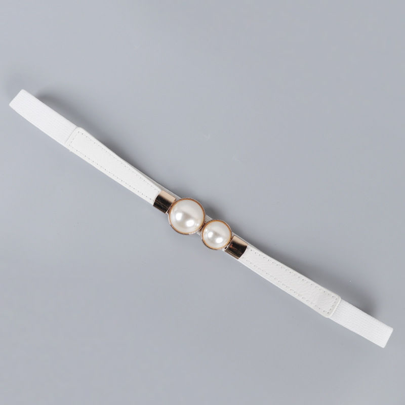 Pearl Waist Belt With Double Buckle