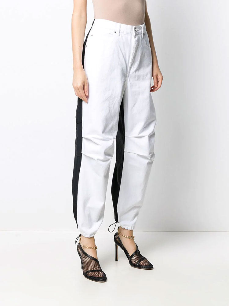 Personality Stitching Casual Jeans Elastic Overalls