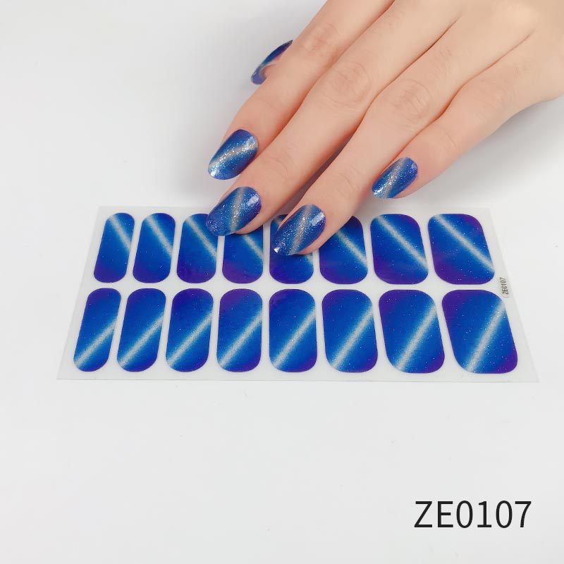 New Onion Powder Cat Eye Nail Applique 16 Finger Nail Sticker