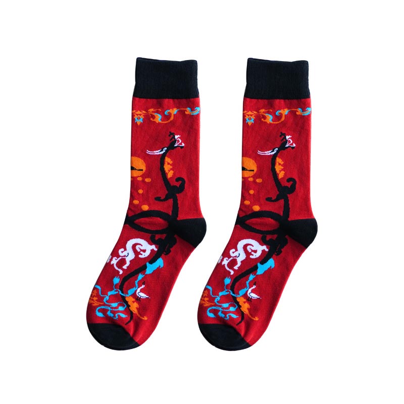 Dragon Phoenix Crane Pattern Fashion Socks