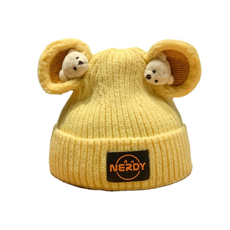 Three-dimensional Bear Woolen Women's Thickened Warm Knitted Hat