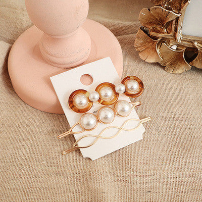 Vintage sweet pearl acetate bangs hairpin