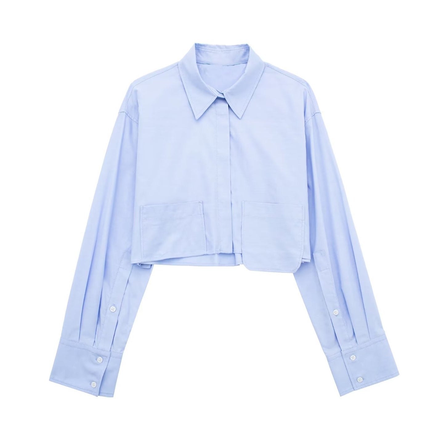 Spring Cross Border Women's Urban Casual Striped Poplin Short Shirt