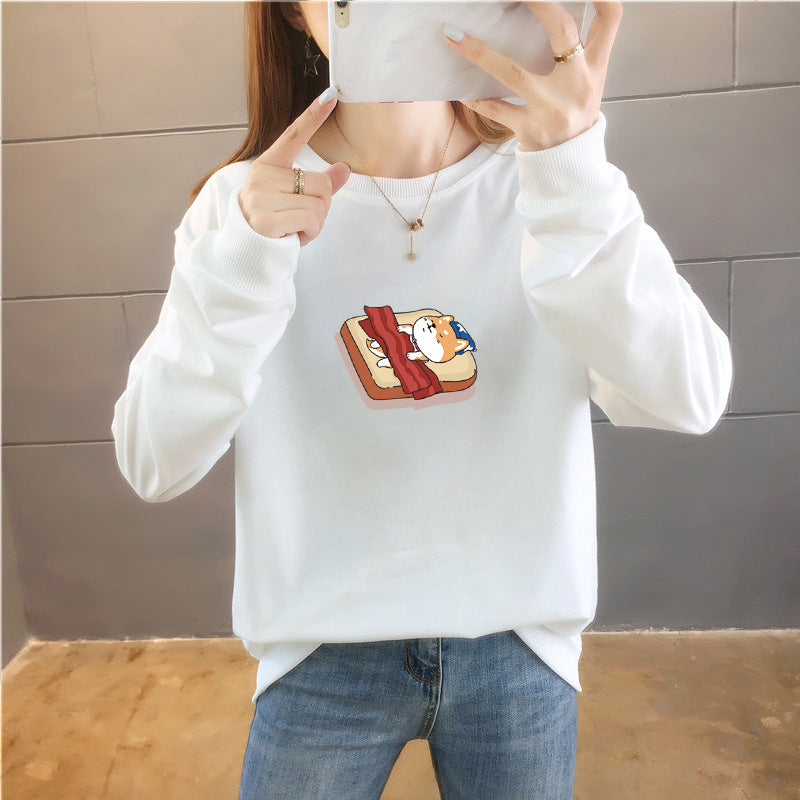 Student Casual Cartoon Top Trendy Round Neck