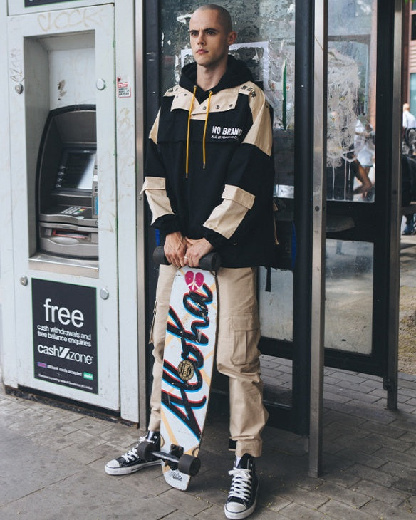 Spring new sports fan can be multi-bag contrast color stitching men's loose jacket