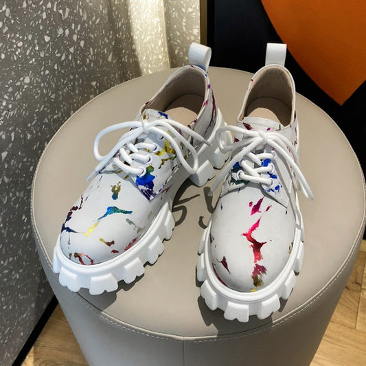 Camouflage Platform Round Toe Wedge Casual Shoes