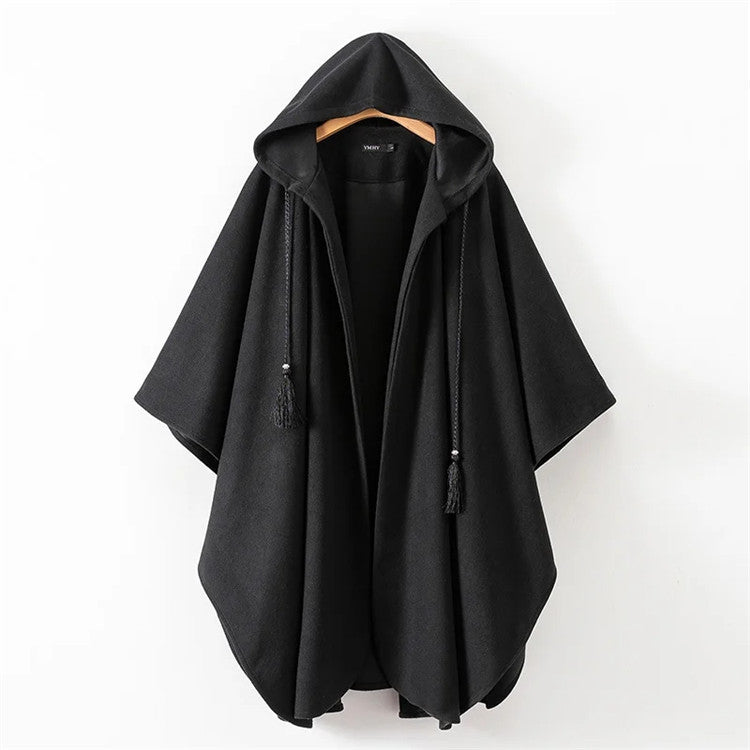 Hooded Trousers Cape Woolen Coat