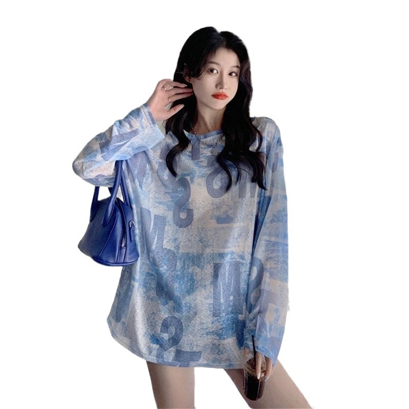 Women's Loose Long-sleeved Mesh Sun Protection Pullover