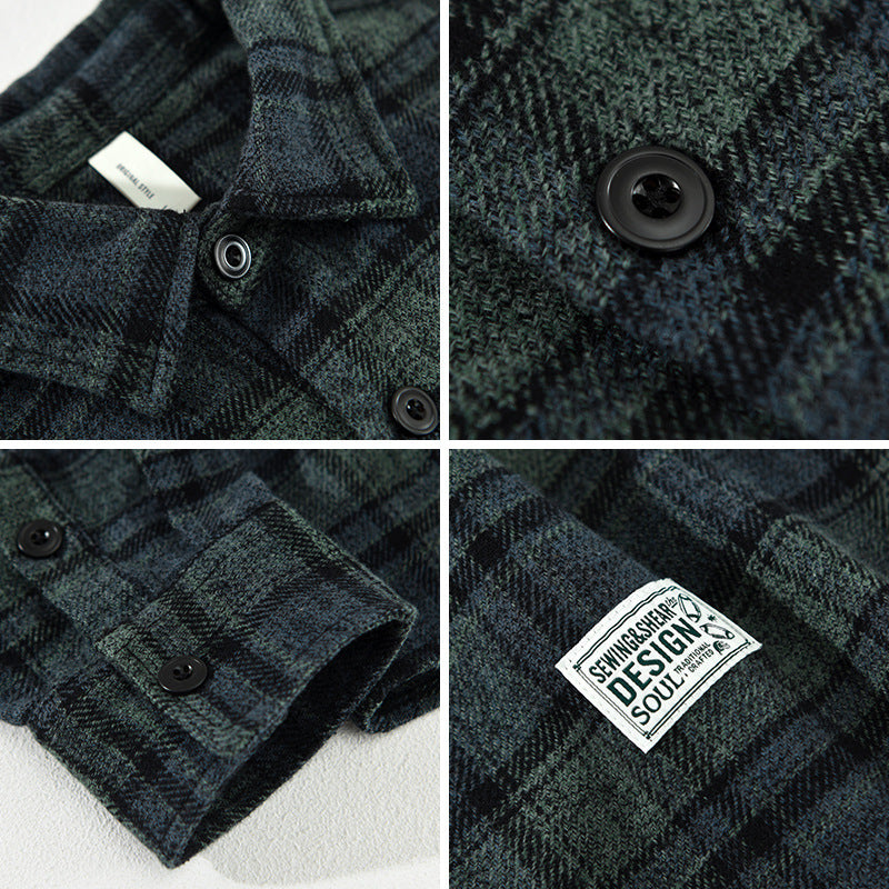 Men's Retro Plaid Long Sleeve Casual Shirt