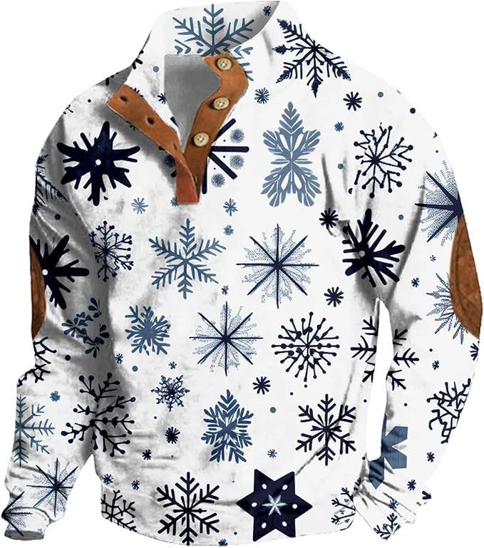 Herre Printet Casual Pullover Sweatshirt med 4 knapper fra Fashion Brand