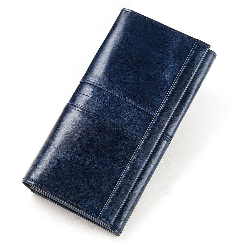 Women's leather long multi-card large capacity clutch