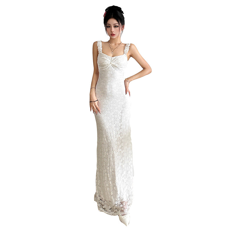 Long Skirt High-waisted Sexy Figure-hugging Solid-color Dress
