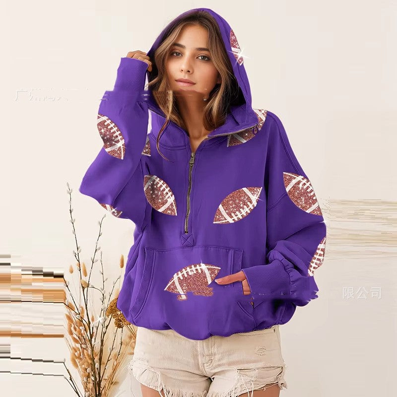 Hooded Long Sleeve Kangaroo Pocket Women's Sweater