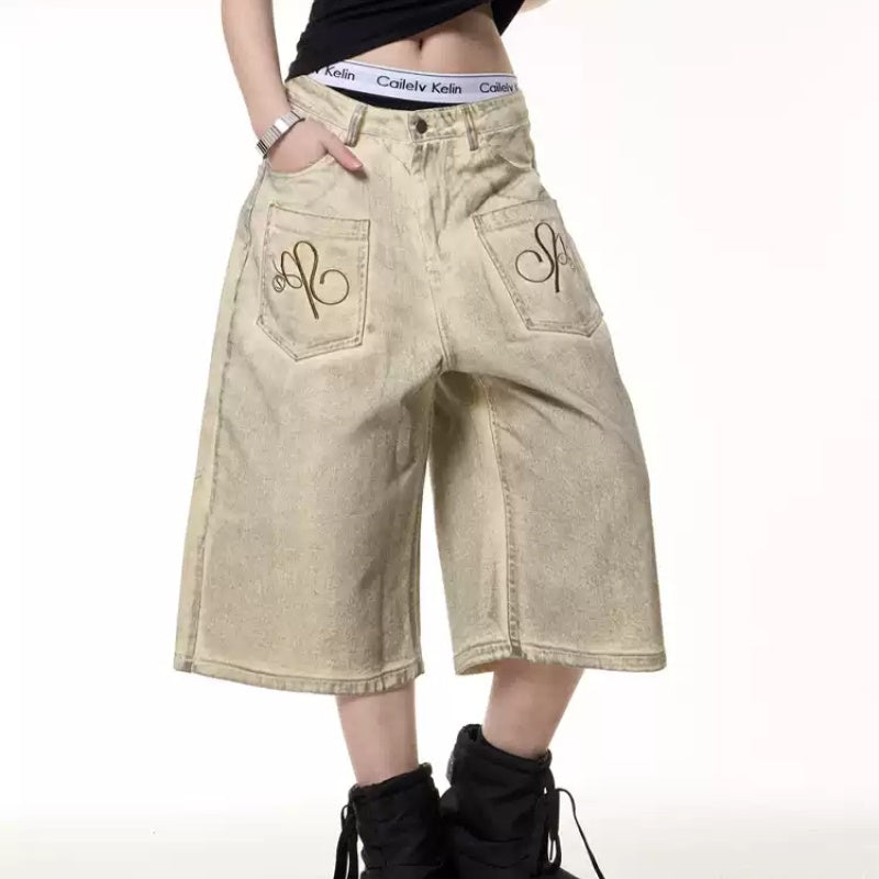 Retro Dirty Dyed Inside-out Wear Jeans Loose Washed-out