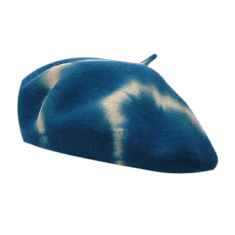 Hat New Tie-dyed Fine Wool Material Beret