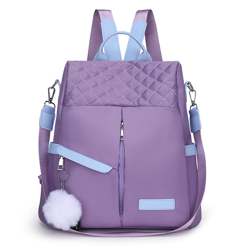 Fashion Casual Oxford Cloth Shoulder Bag Women's Contrast Color Large Capacity Waterproof Backpack