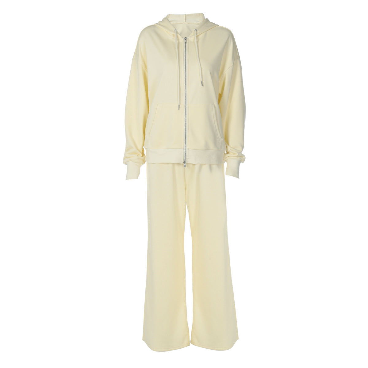 Zipper Hoodie Slim Fit Drawstring Casual Pants Suit