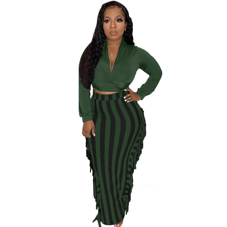 Autumn And Winter Women's Lace-up Tassel Suit Skirt 31302