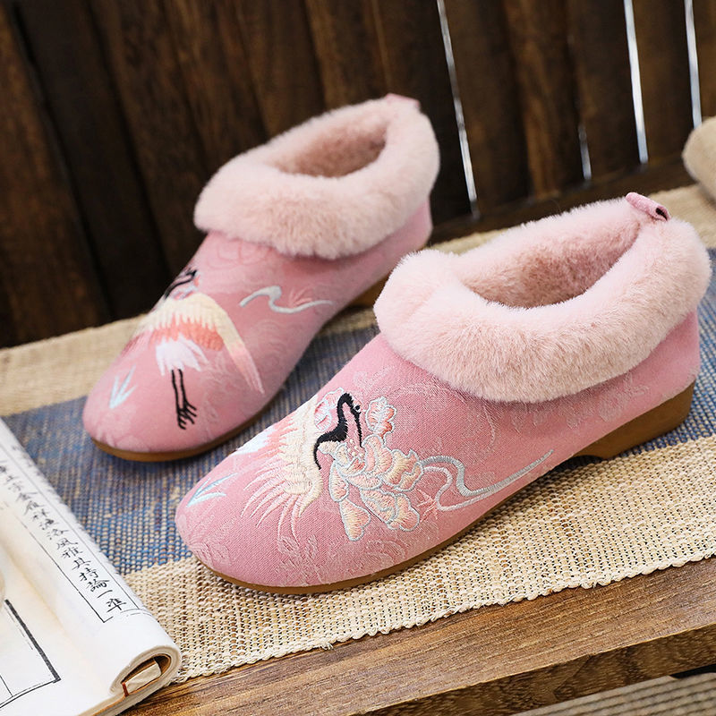 Ethnic Style Cotton Shoes With Fleece And Velvet