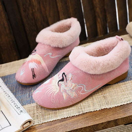Ethnic Style Cotton Shoes With Fleece And Velvet