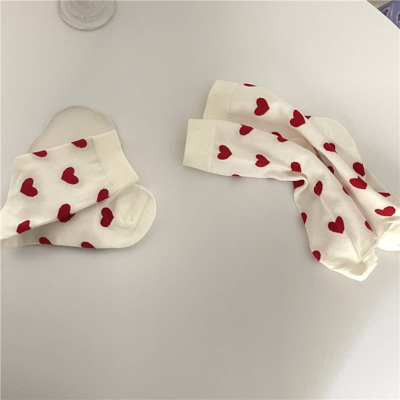 Mid-calf Length Love Cotton Socks Tide White Long Socks Korean Style Sports College Style