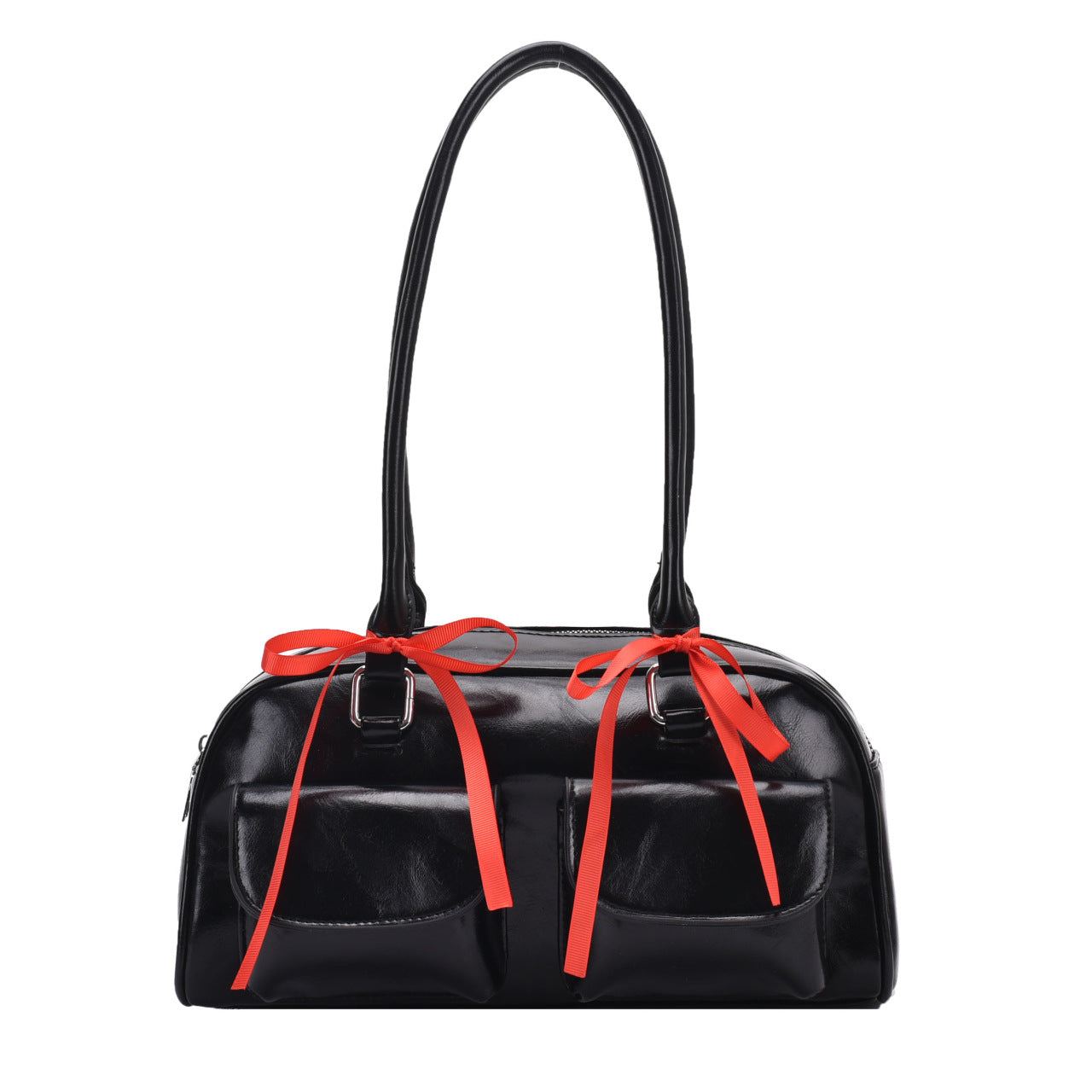 College Style Velvet Frosted Leather Bow Ribbon Commuter Bag Advanced Simple
