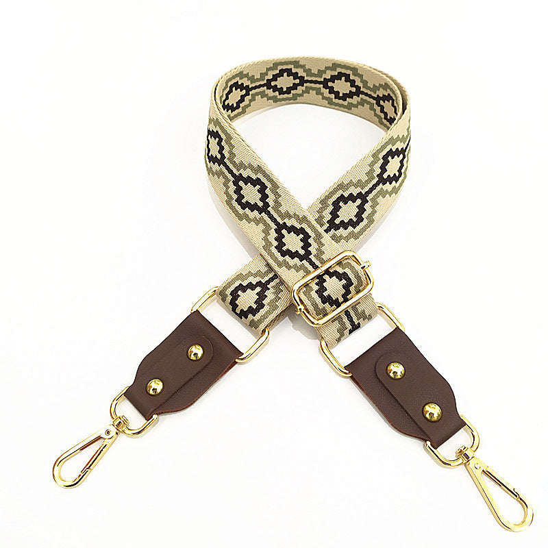 Adjustable Jacquard Webbing With Leather Width Accessories Shoulder Messenger Female Bag Strap