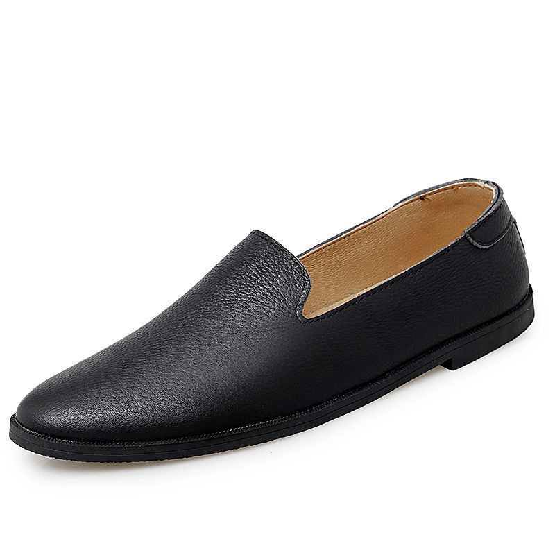 Fashion British Trend Lazy Soft Sole White Casual Leather Shoes