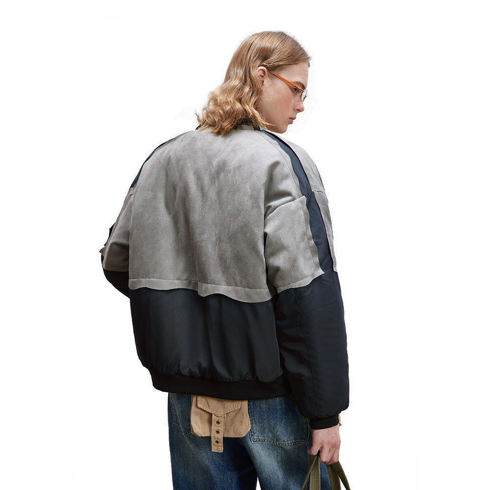Badge Decoration Double-headed Zipper Baseball Cotton-padded Coat