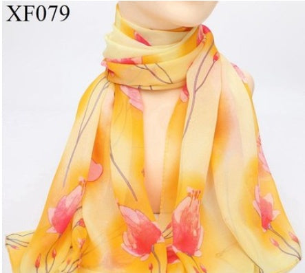 Spring And Autumn Print Chiffon Scarf Shawl