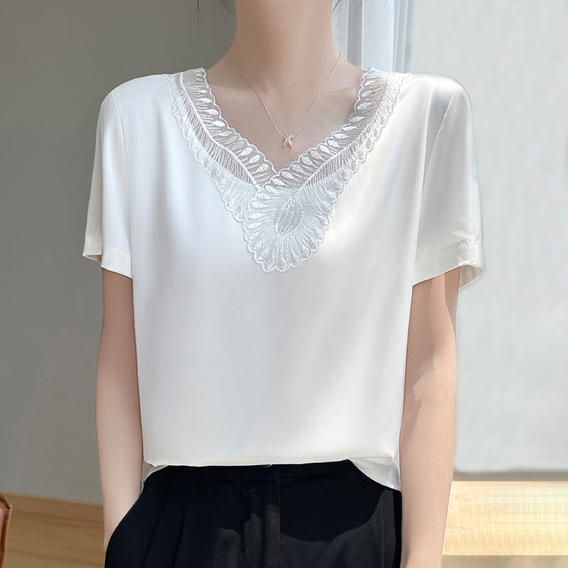V-neck Loose-fit Short-length Short-sleeve T-shirt