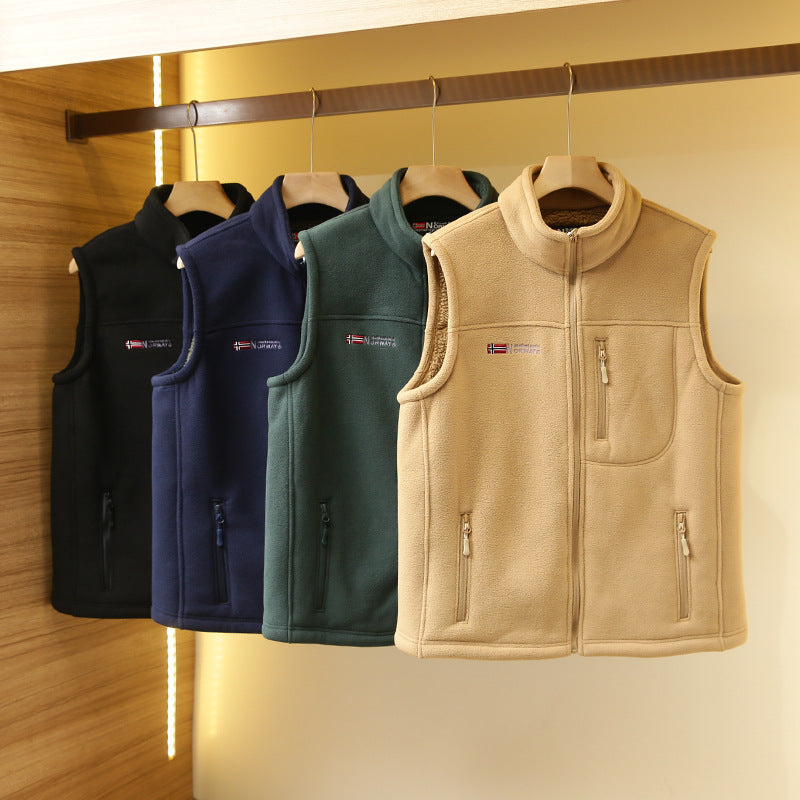 Thick Warm Men's Vest Stand Collar Polar Fleece Waistcoat
