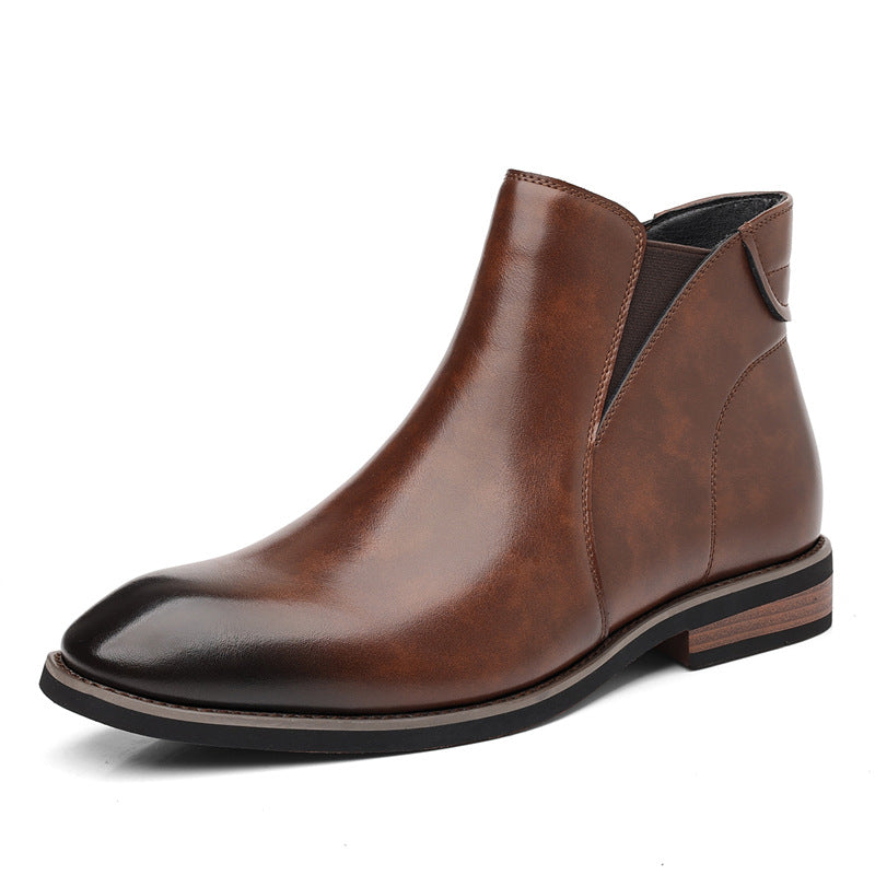 Mens Retro High-Top Formal Short Leather Boots
