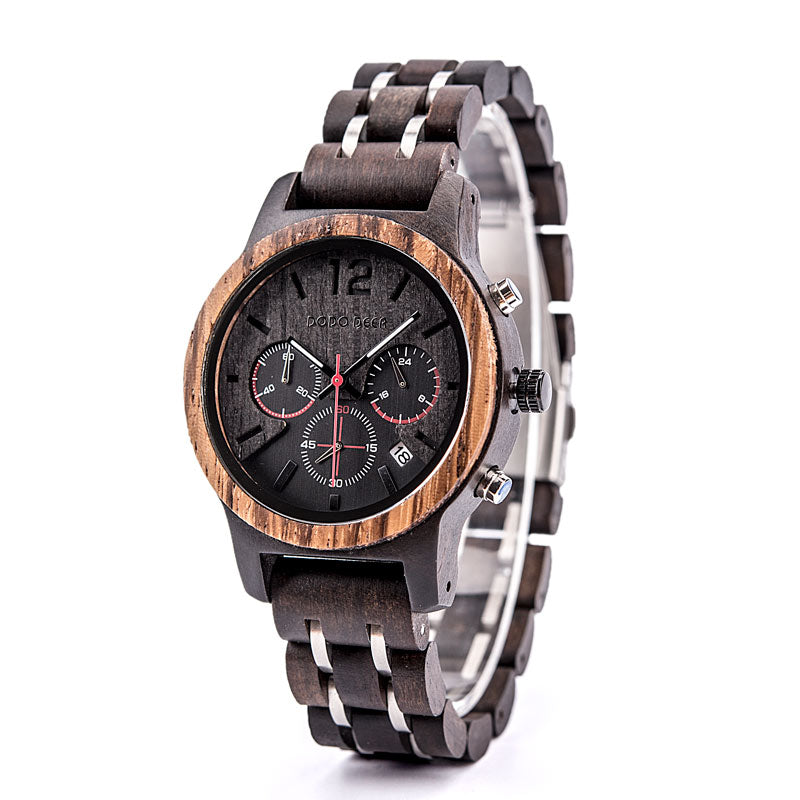 Men's casual wooden watch