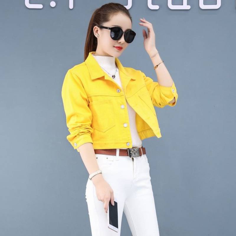 Fashion Simple Solid Color Short Denim Jacket
