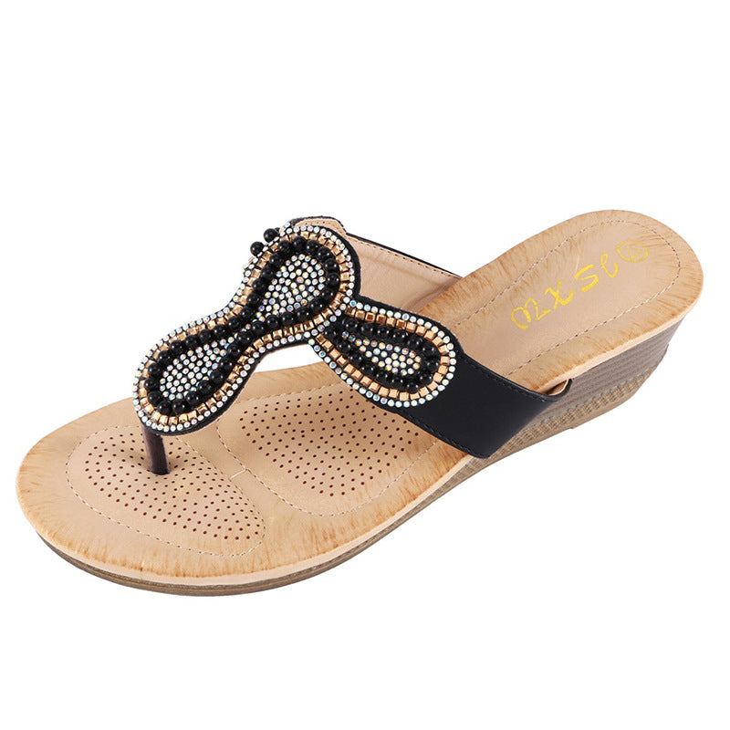 Women's shoes with rhinestone and pearl accessories