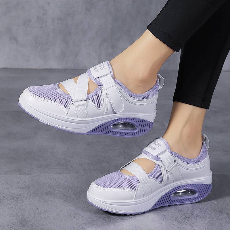 Women's Air Cushion Thick Sole Casual Shoes With Velcro