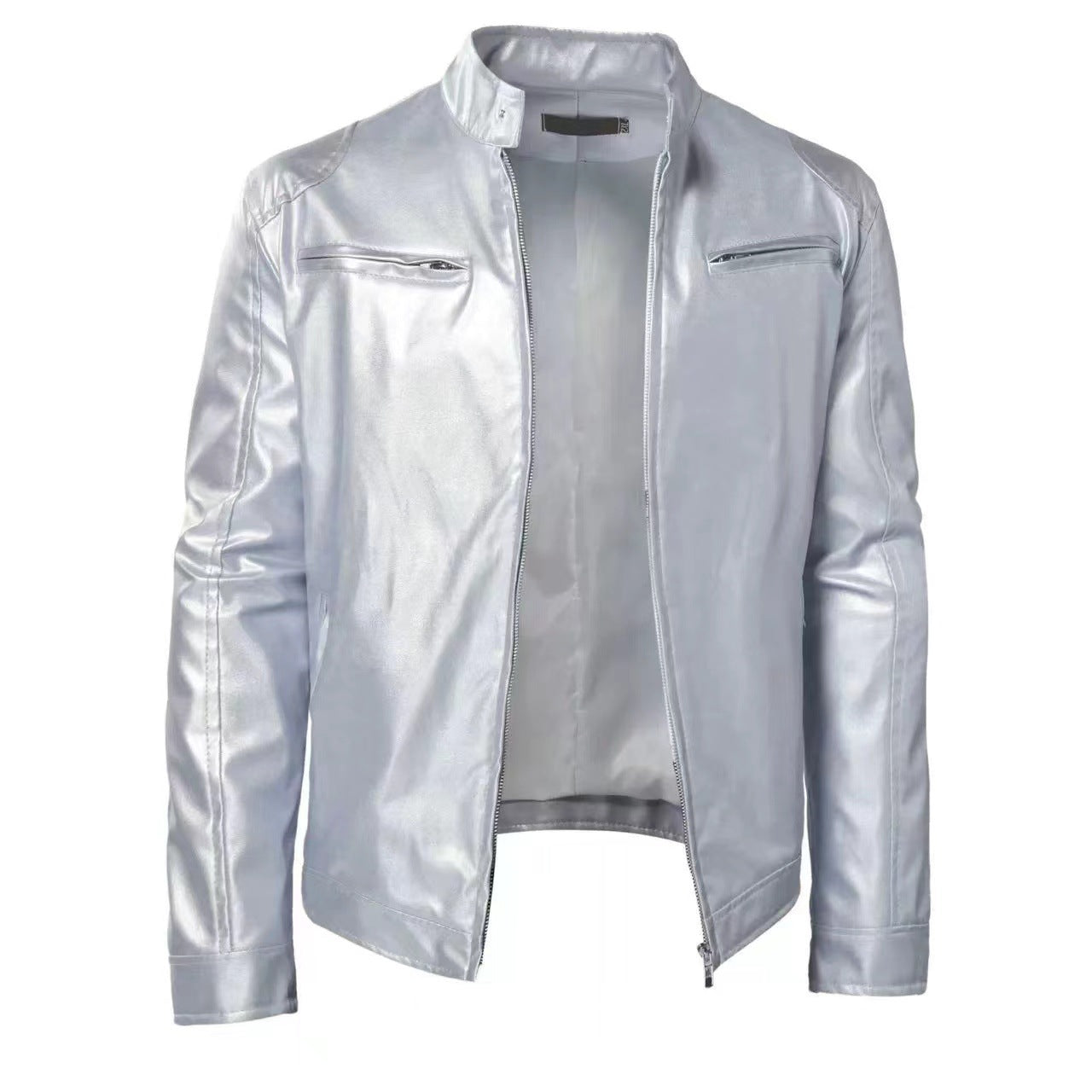 Men's Cardigan Zip Leather Jacket
